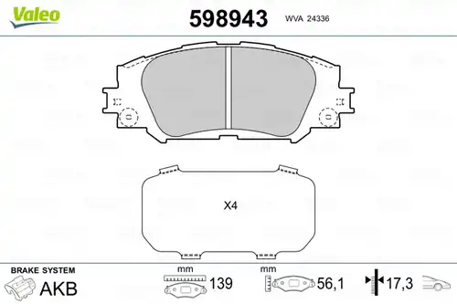 накладки VALEO 598943