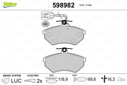 накладки VALEO 598982