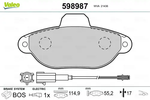 накладки VALEO 598987