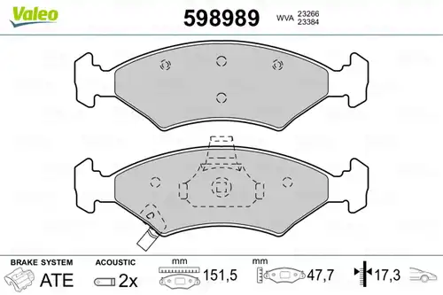 накладки VALEO 598989