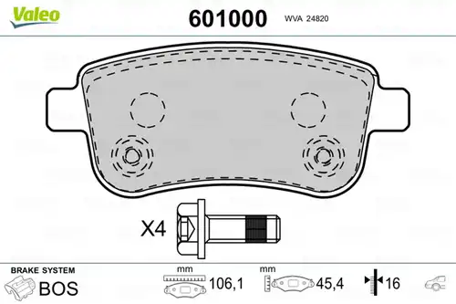 накладки VALEO 601000