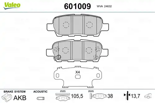 накладки VALEO 601009