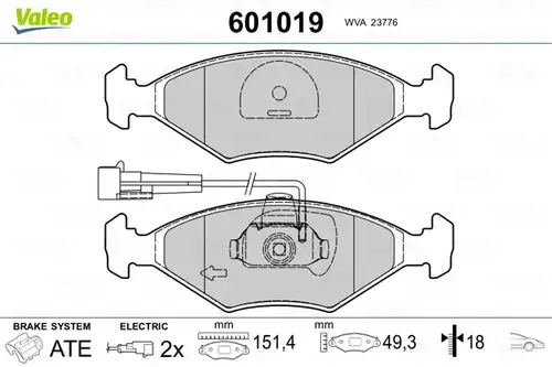 накладки VALEO 601019