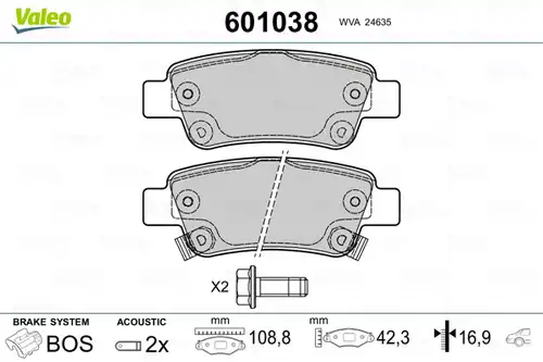 накладки VALEO 601038
