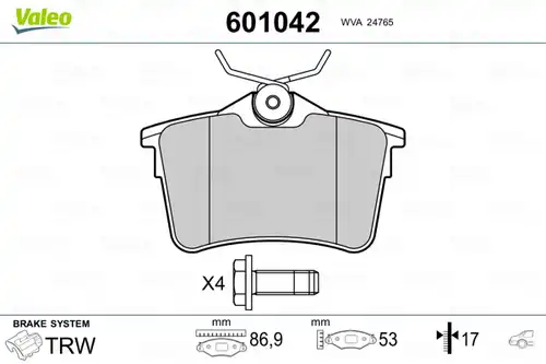 накладки VALEO 601042