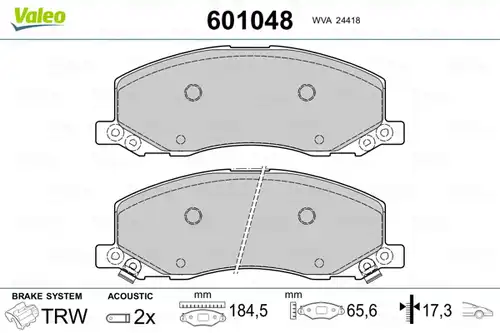 накладки VALEO 601048