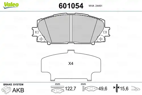 накладки VALEO 601054
