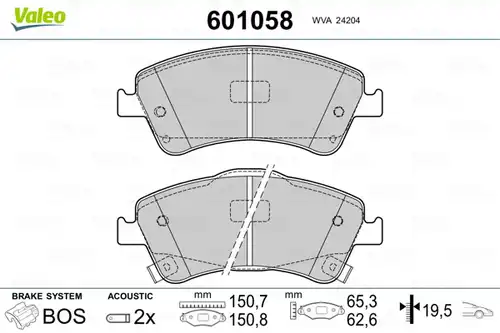 накладки VALEO 601058