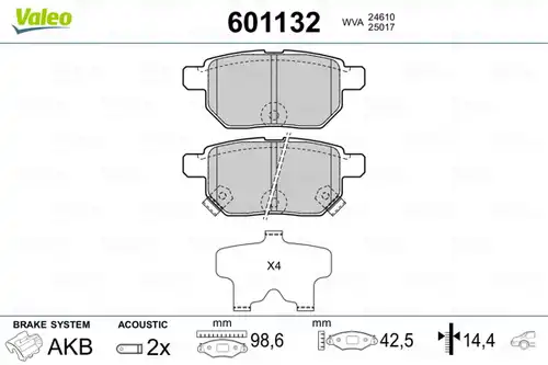накладки VALEO 601132