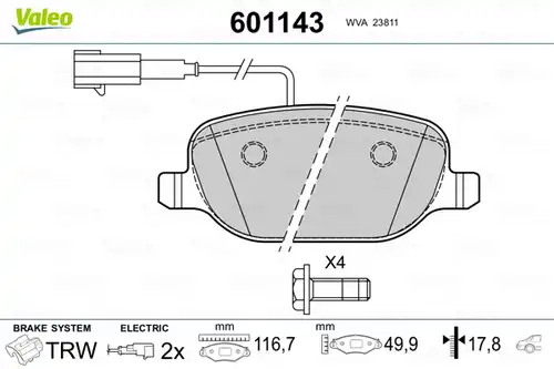 накладки VALEO 601143