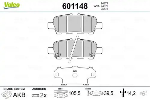 накладки VALEO 601148