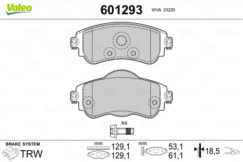 накладки VALEO 601293