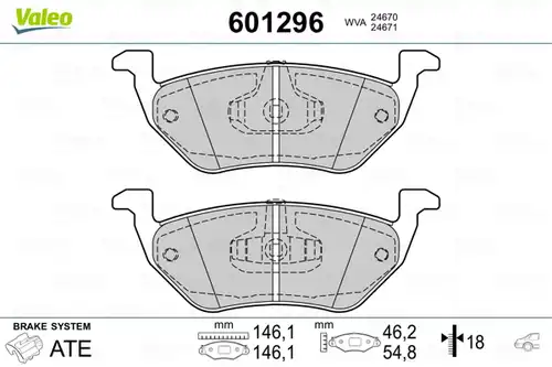 накладки VALEO 601296