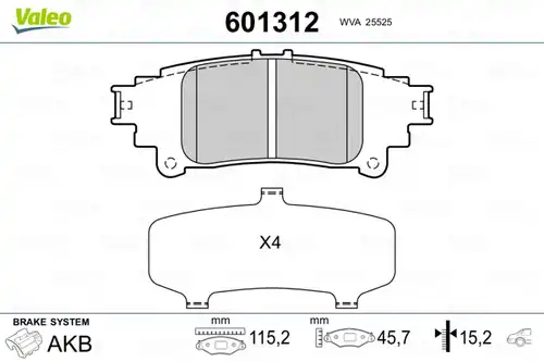 накладки VALEO 601312