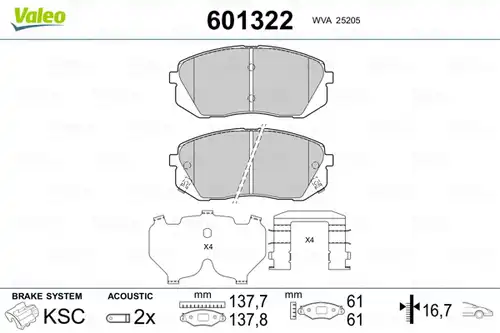 накладки VALEO 601322