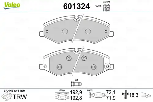 накладки VALEO 601324