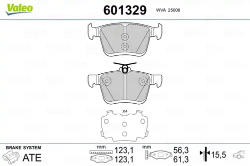 накладки VALEO 601329