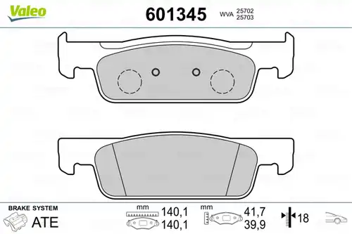 накладки VALEO 601345