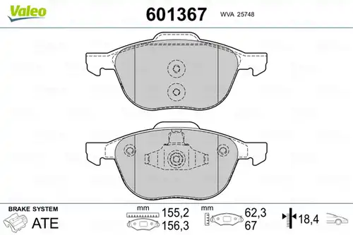 накладки VALEO 601367