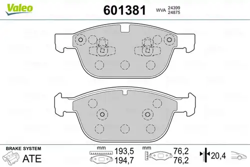 накладки VALEO 601381