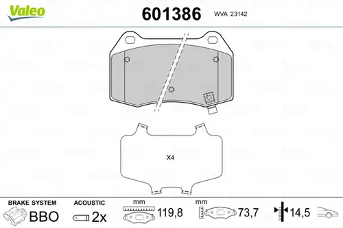 накладки VALEO 601386