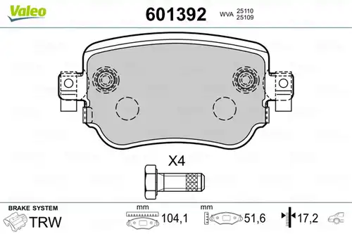 накладки VALEO 601392