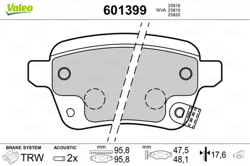 накладки VALEO 601399