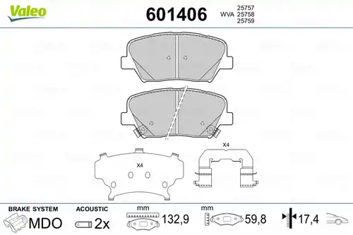 накладки VALEO 601406