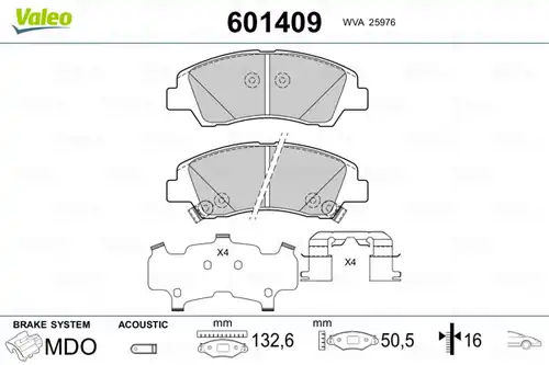 накладки VALEO 601409
