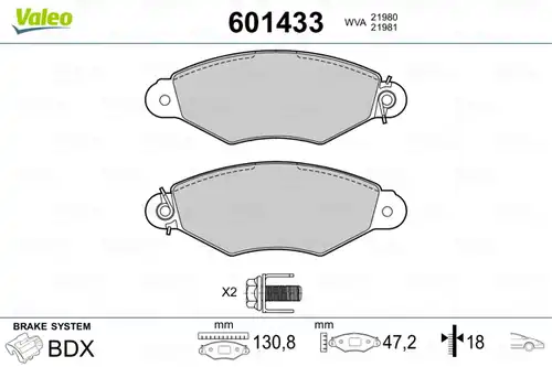 накладки VALEO 601433
