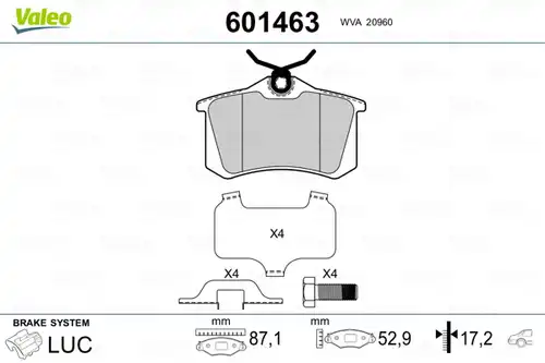 накладки VALEO 601463