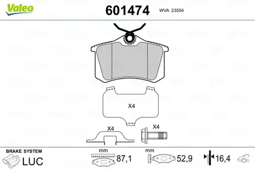накладки VALEO 601474