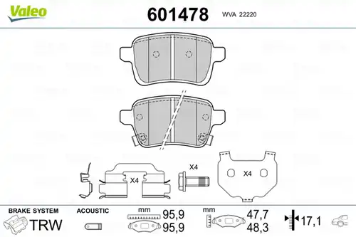 накладки VALEO 601478