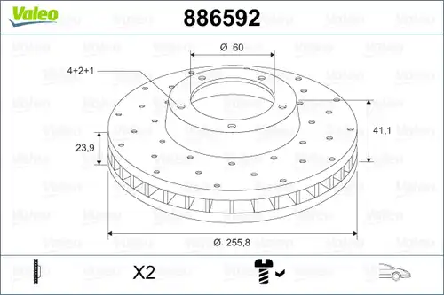 спирачен диск VALEO 886592