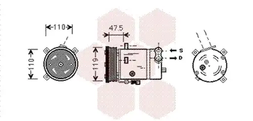 Компресор, климатик VAN WEZEL 3700K277