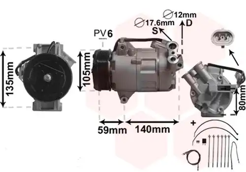 Компресор, климатик VAN WEZEL 3700K437