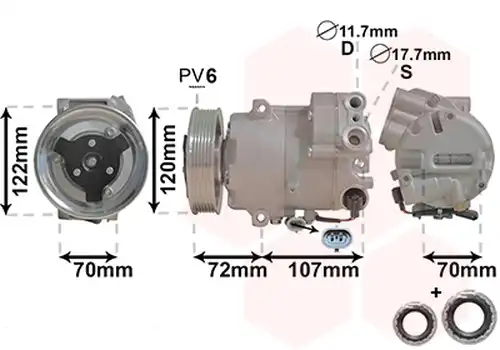 Компресор, климатик VAN WEZEL 3700K595