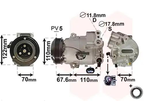 Компресор, климатик VAN WEZEL 3700K606