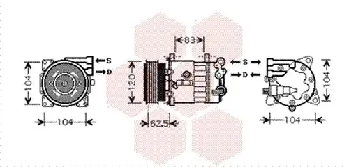 компресор за климатик VAN WEZEL 4000K321