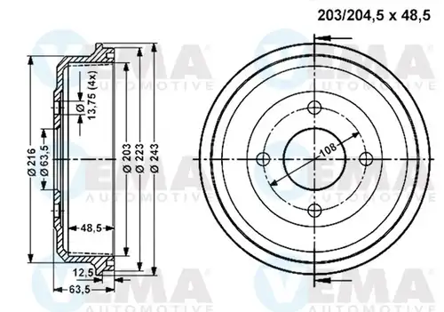 спирачен барабан VEMA 801269