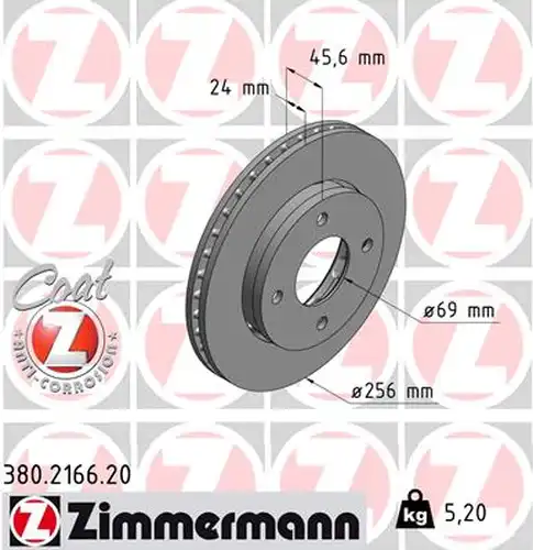 спирачен диск ZIMMERMANN 380.2166.20