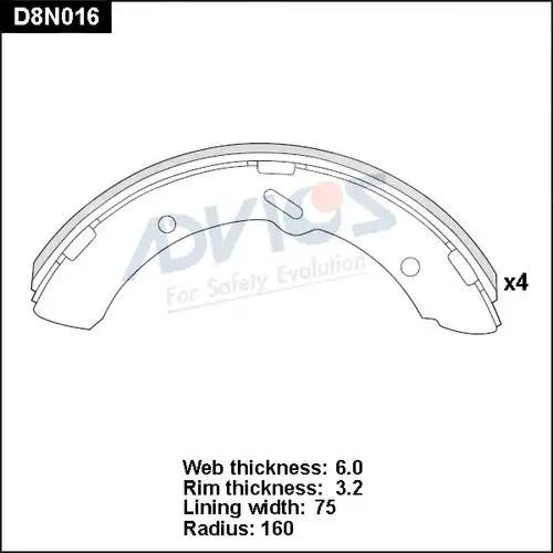 комплект спирачна челюст ADVICS D8N016