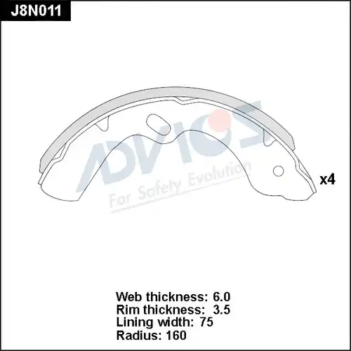 комплект спирачна челюст ADVICS J8N011