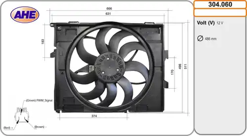 вентилатор, охлаждане на двигателя AHE 304.060