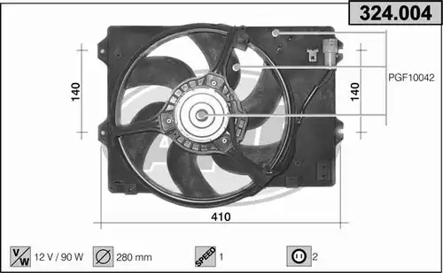 вентилатор, охлаждане на двигателя AHE 324.004