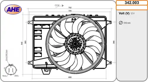 вентилатор, охлаждане на двигателя AHE 342.003