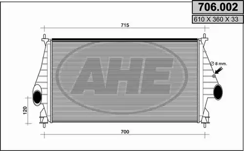 интеркулер (охладител за въздуха на турбината) AHE 706.002