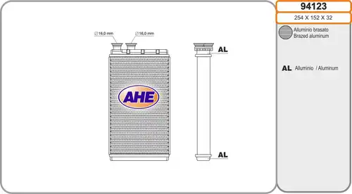 топлообменник, отопление на вътрешното пространство AHE 94123