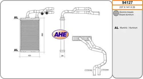 топлообменник, отопление на вътрешното пространство AHE 94127