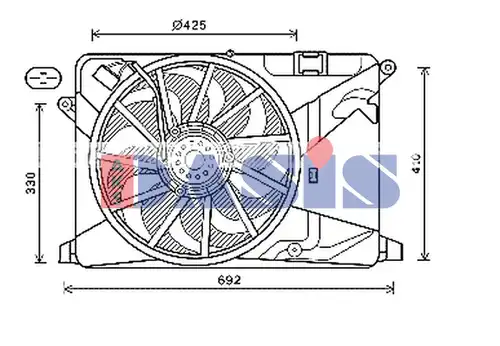 вентилатор, охлаждане на двигателя AKS DASIS 158124N